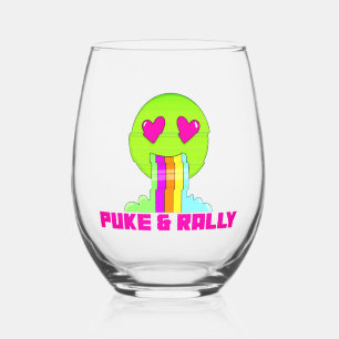 Neon Puke & Rally Stemless Wine Glass Party