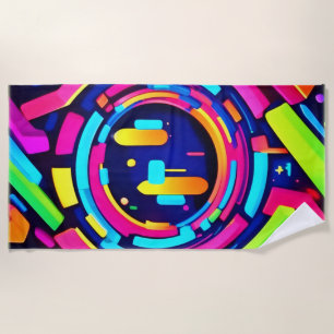 Neon Pulse: A Digital Symphony Beach Towel