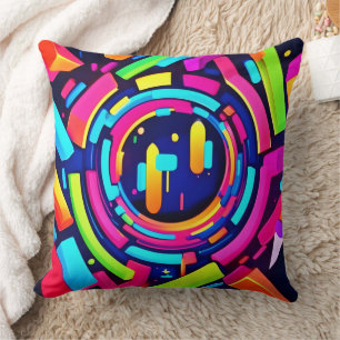 Neon Pulse: A Digital Symphony Cushion