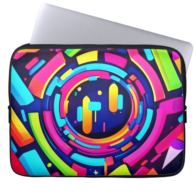 Neon Pulse: A Digital Symphony Laptop Sleeve (Front)