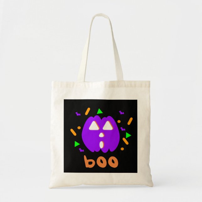 Neon Pumpkin Trick or Treat Tote Bag (Front)