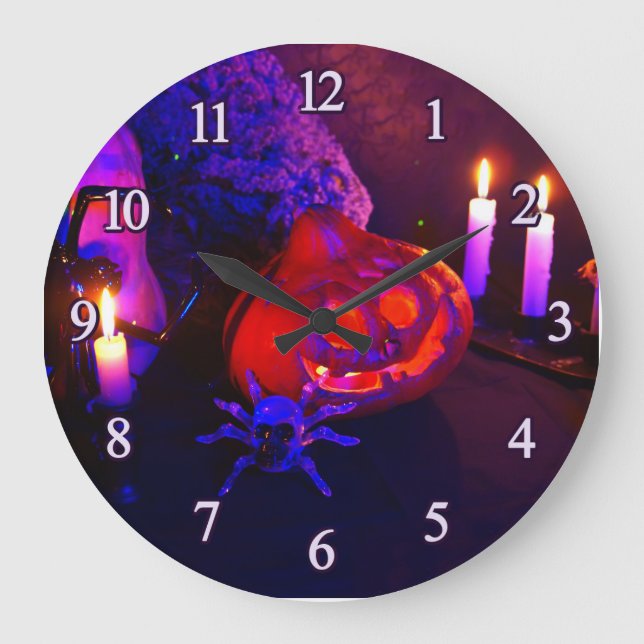 Neon pumpkins large clock (Front)