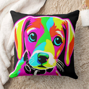 Neon Puppy Pop Art Cushion