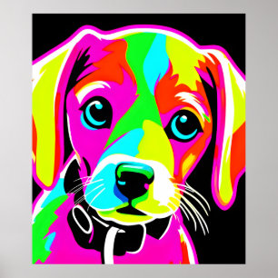 Neon Puppy Pop Art Poster