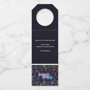 Neon Purim Bottle Tag