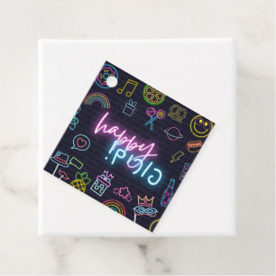 Neon Purim Card Favour Tags