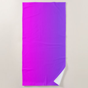 Neon Purple and Hot Pink Ombre Shade Colour Fade Beach Towel