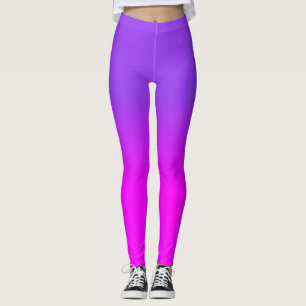 Neon Purple and Hot Pink Ombre Shade Colour Fade Leggings