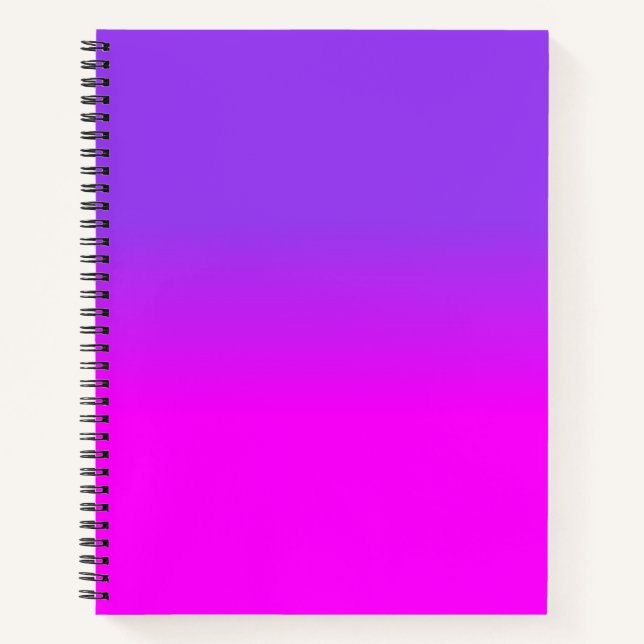 Neon Purple and Hot Pink Ombre Shade Colour Fade Notebook (Front)