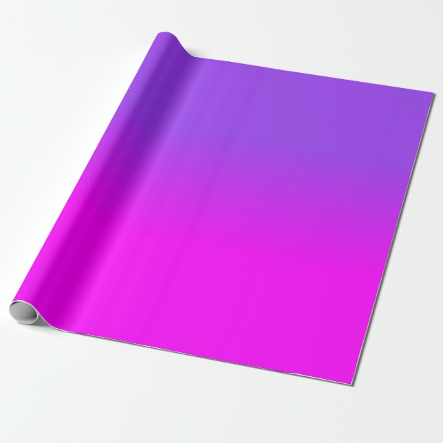 Neon Purple and Hot Pink Ombre Shade Colour Fade S Wrapping Paper (Unrolled)