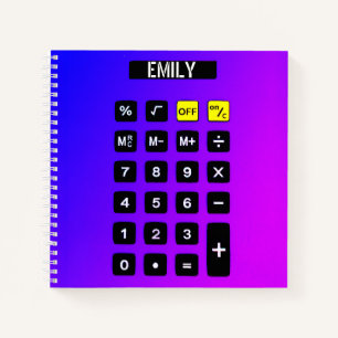 Neon Purple And Pink Calculator with Name Notebook