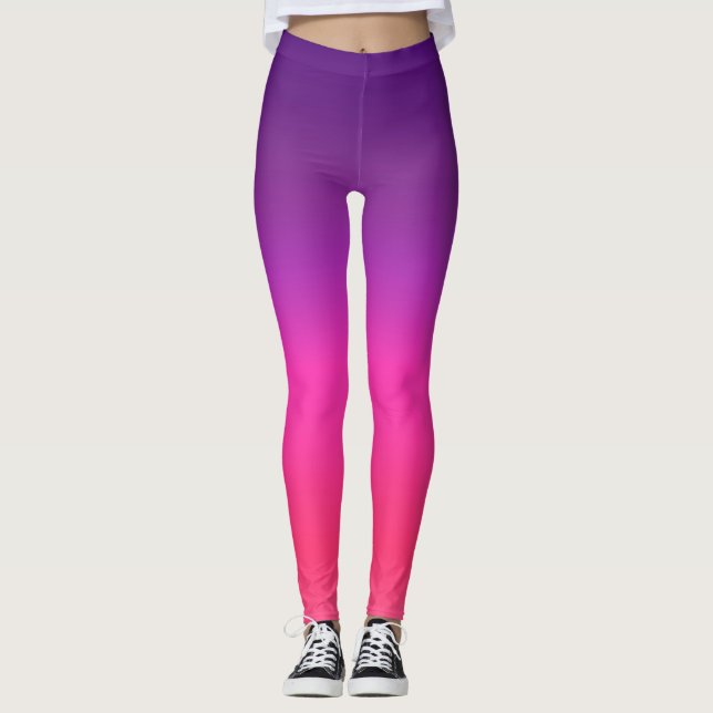 Neon Purple and pink ombre abstract design Leggings (Front)