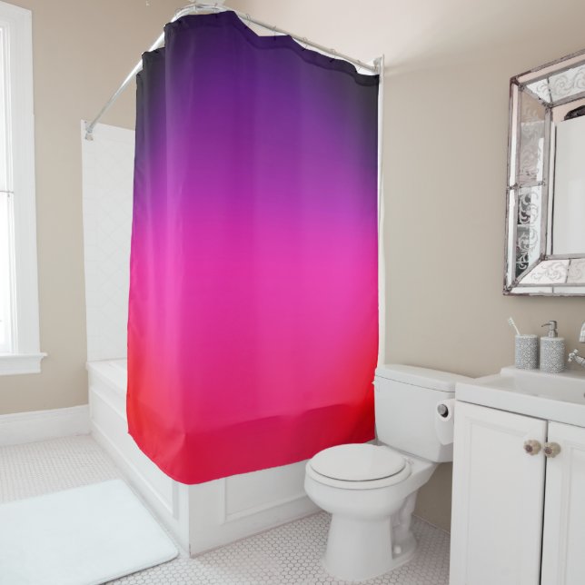 Neon Purple and pink ombre abstract design Shower Curtain (In Situ)