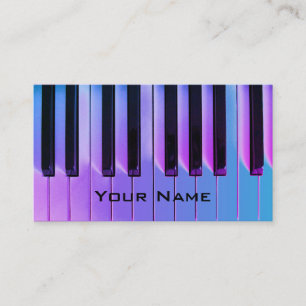 neon purple blue piano music business card