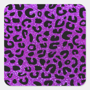 Neon purple cheetah print pattern square sticker