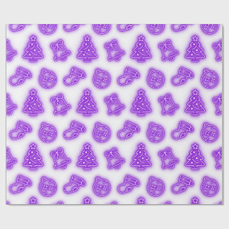 Neon Purple Christmas on White Wrapping Paper