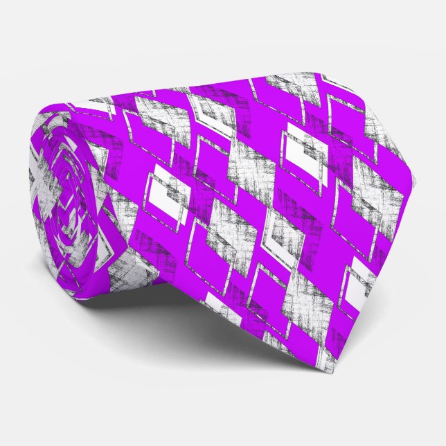 Neon purple geometric pattern.  tie (Rolled)