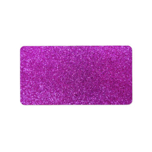 Neon purple glitter label