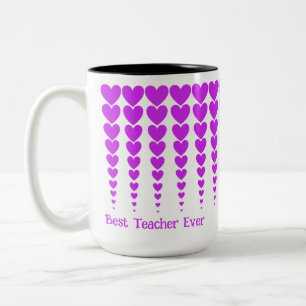 Neon Purple Heart Tinsel, Best Teacher Ever Custom Two-Tone Coffee Mug
