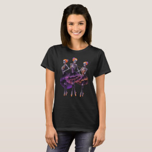 Neon Purple Orange Skeleton Ballerina Womens Tee