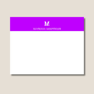 Neon Purple Personalised Name Letter Monogram Card
