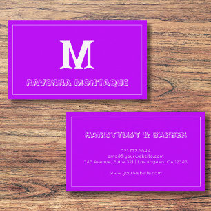 Neon Purple Personalized Monogram Letter Name Business Card