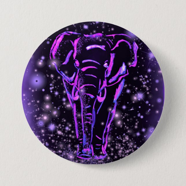 Neon Purple Pink Elephant Button (Front)