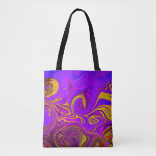 Neon Purple Pink Yellow Abstract Design Tote Bag