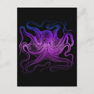 Neon Purple Sea Octopus Ocean Cephalopod Postcard