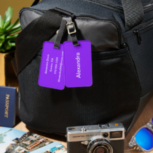 Neon Purple Solid Colour Customise It Luggage Tag