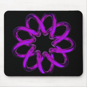 Neon Purple Torus On Black Background Mouse Pad