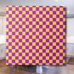 Neon Purple Yellow Chequered Chequerboard Vintage Ceramic Tile<br><div class="desc">Vintage Neon Purple and Yellow Chequered Chequerboard</div>