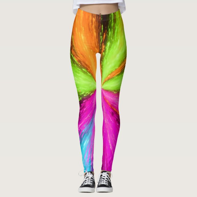 Neon Radial Burst Explosion Leggings (Front)