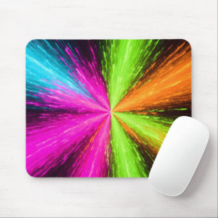 Neon Radial Burst Explosion Mouse Pad