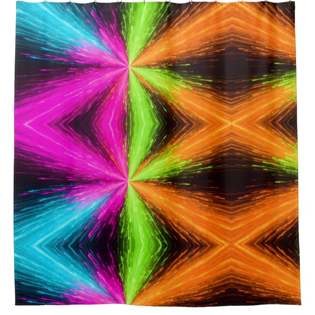 Neon Radial Burst Explosion Shower Curtain (Front)