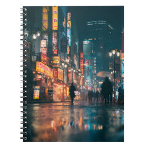 Neon Rain Alley Night Lights Notebook