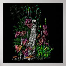 Neon Rain Forest Impressionist Colour Art Print