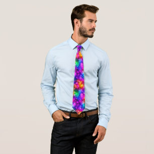 Neon Rainbow Bokeh Lights Abstract Tie