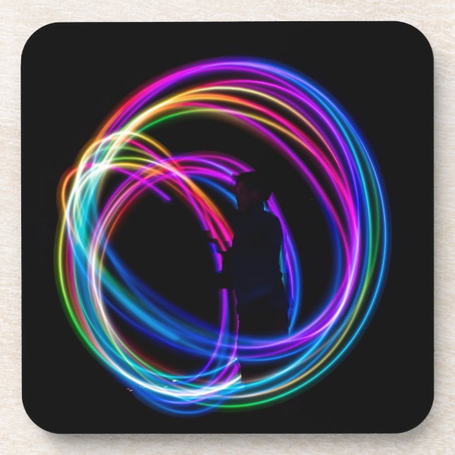 neon rainbow circle coaster (Front)