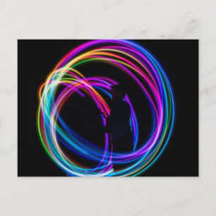 neon rainbow circle postcard