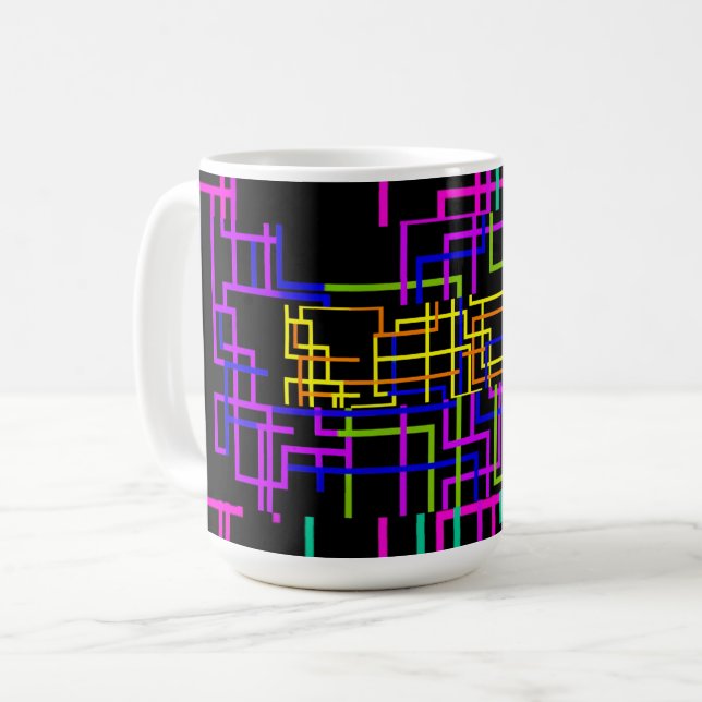 Neon Rainbow Circuit Coffee Mug (Front Left)