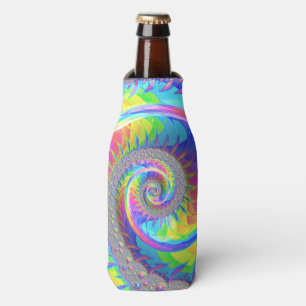 Neon Rainbow Fractal Bottle Cooler