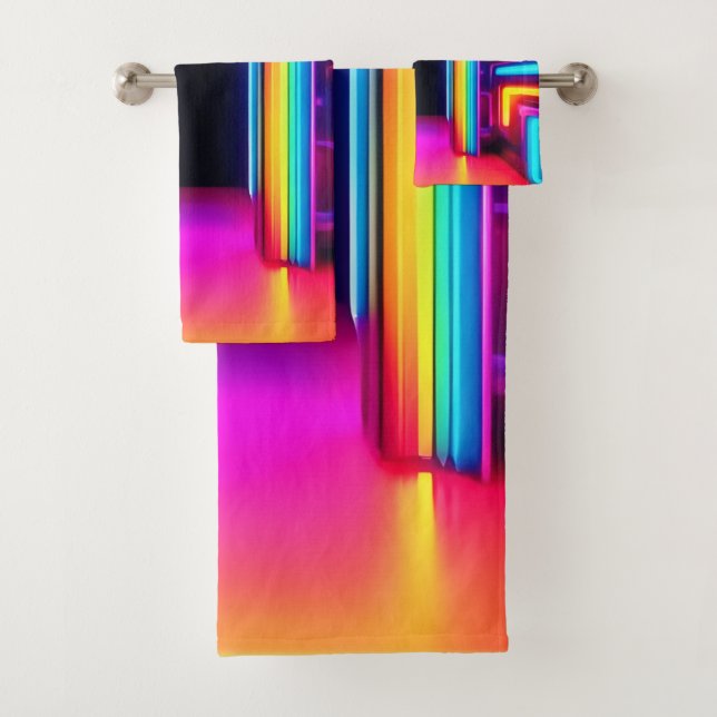 Neon Rainbow Gateway Bath Towel Set (Insitu)