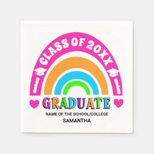 Neon Rainbow Graduation Party Napkin