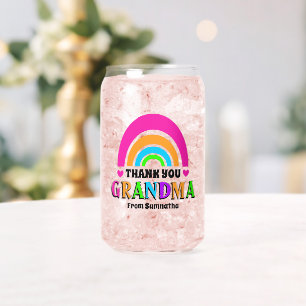 Neon Rainbow Grandma thank you Mother's Day gift Can Glass