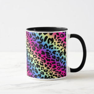Neon Rainbow Leopard Pattern Print Mug
