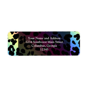 Neon Rainbow Leopard Pattern Print Return Address Label