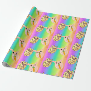 Neon Rainbow Light Giraffe Bunny Animal Cute Wrapping Paper