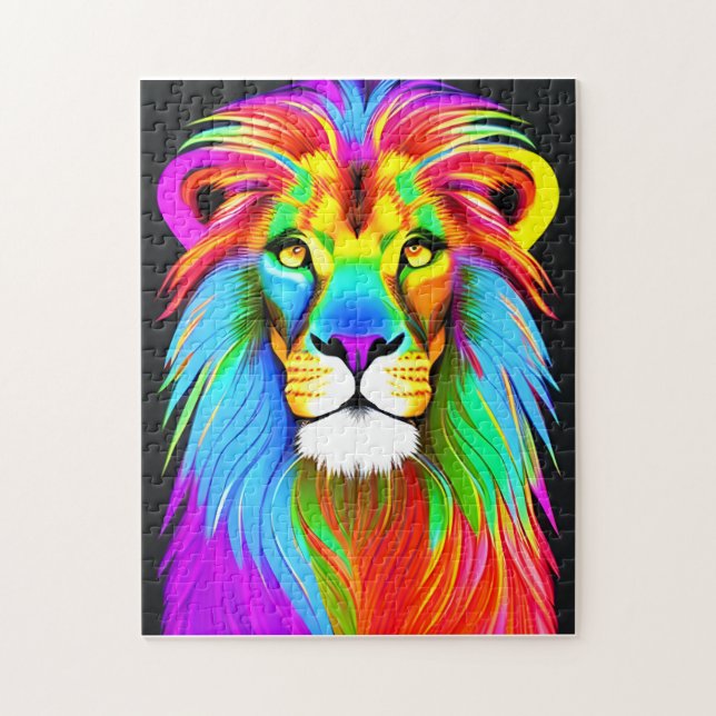 Neon Rainbow Lion  Jigsaw Puzzle (Vertical)