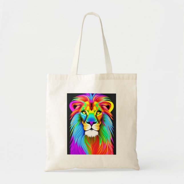 Neon Rainbow Lion  Tote Bag (Front)